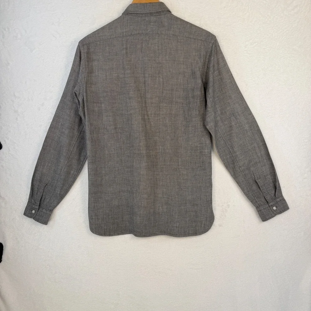 RRL Ralph Lauren Grey Cotton Chambray Button Down Shirt S Lng Slv Pocket